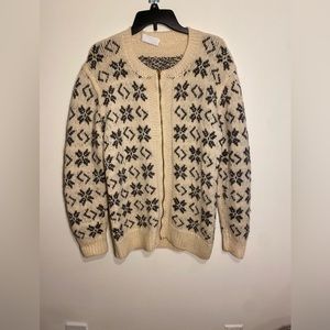 Medium Gray and cream mohair zip up sweater